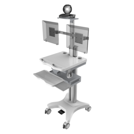 远程医疗会诊推车 查房车 移动无线双屏支架