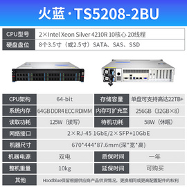 火蓝（Hoodblue）备份一体机8/12/24盘数据库备份CDP实时备份虚拟机操作系统备份服务器 TS5208-2BU-96TB