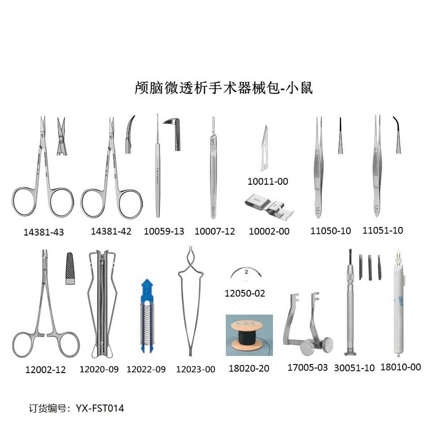 FST小鼠顱腦微透析手術器械包 FST小動物器械包